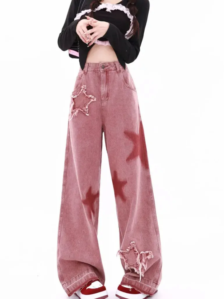Pink Y2K Star Girl Jeans