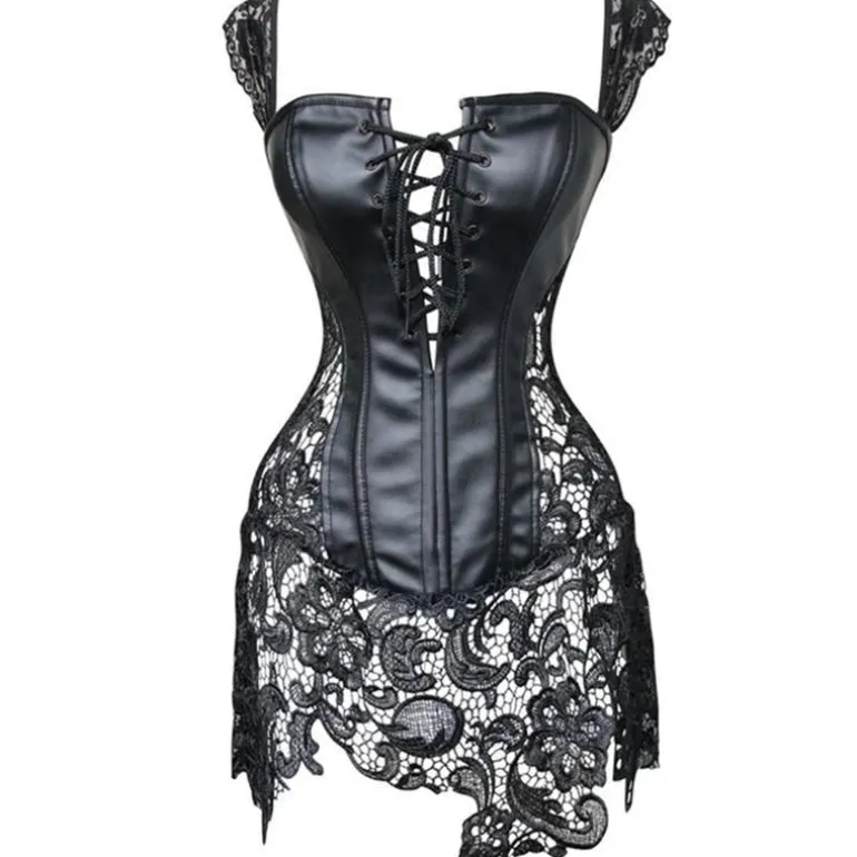 Pleather & Lace Corset Dress (Up to 6XL)