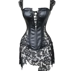 Pleather & Lace Corset Dress (Up to 6XL)