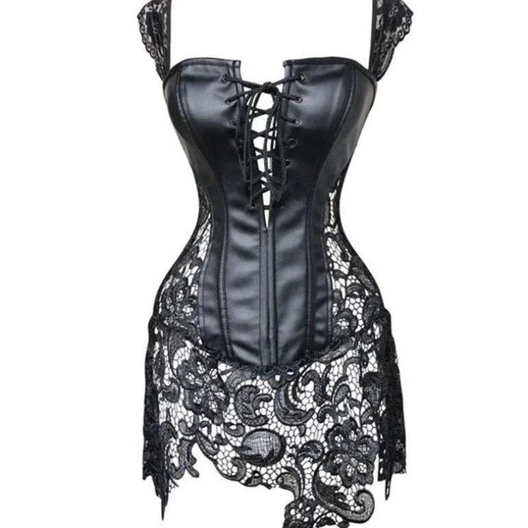 Pleather & Lace Corset Dress (Up to 6XL)