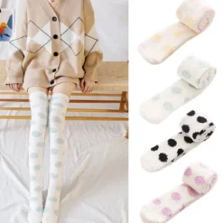 Polkadot Fuzzy Thigh Highs
