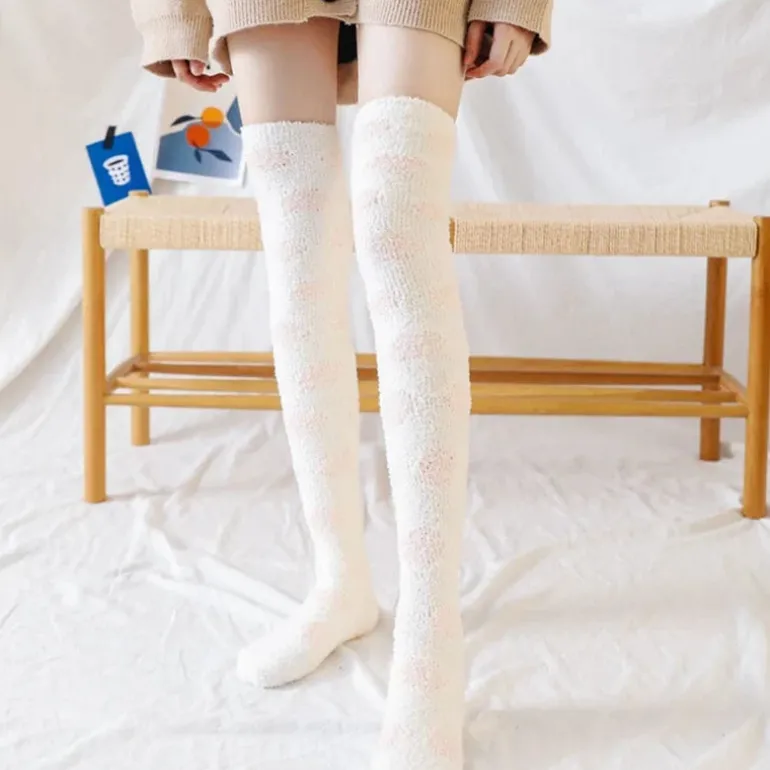 Polkadot Fuzzy Thigh Highs