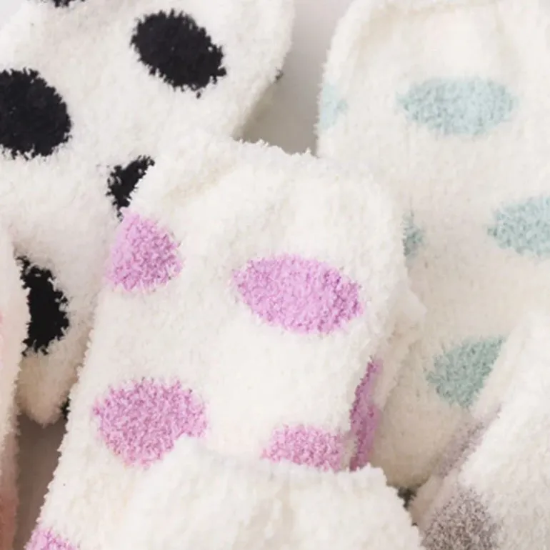 Polkadot Fuzzy Thigh Highs