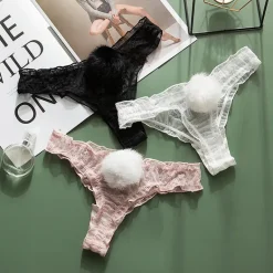 Poofy Bunny Tail Thongs
