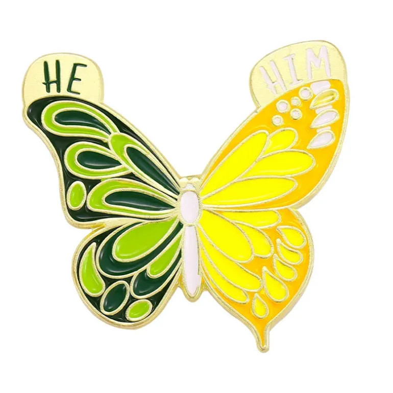 Pronoun Butterfly Enamel Pins