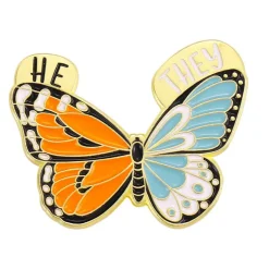 Pronoun Butterfly Enamel Pins