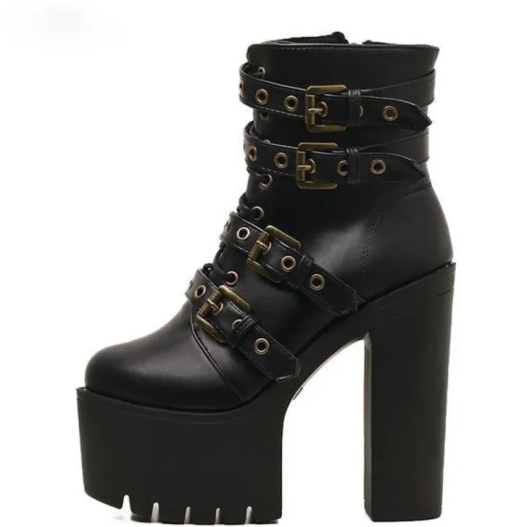 Punk Rock Buckle Boots