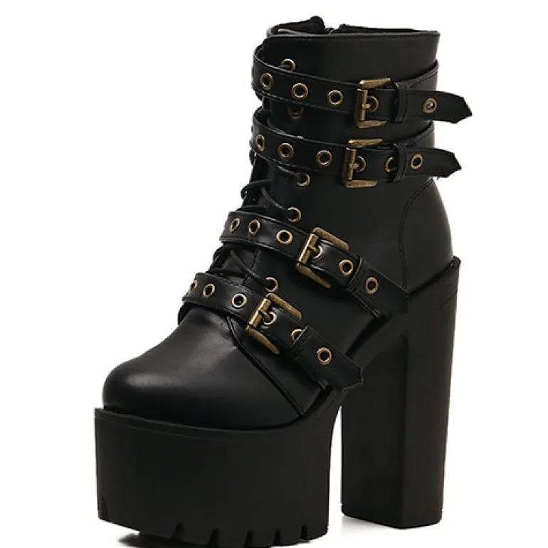 Punk Rock Buckle Boots