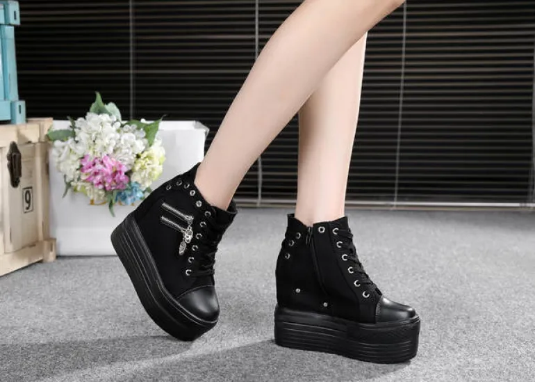 Punk Zipper Corset Shoes