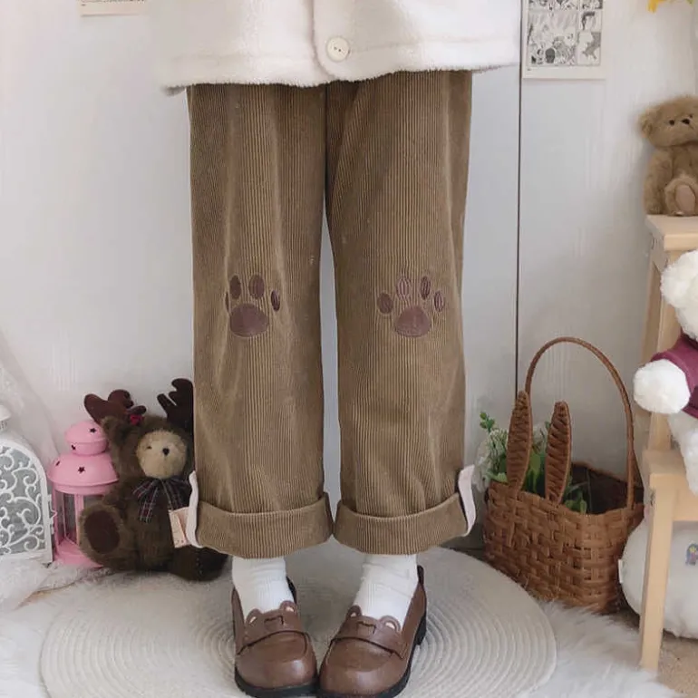Puppy Paw Print Corduroy Pants