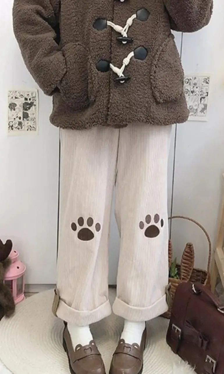 Puppy Paw Print Corduroy Pants