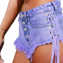 Purple Corset Jean Shorts