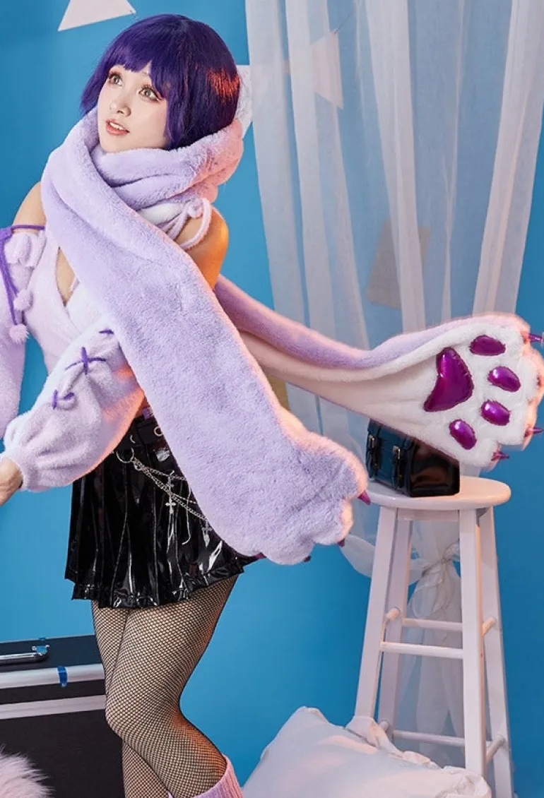 Purple Paw Plush Scarf