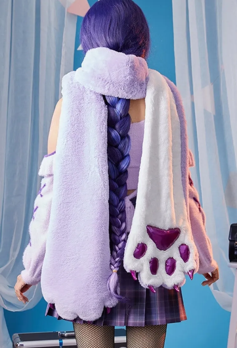 Purple Paw Plush Scarf