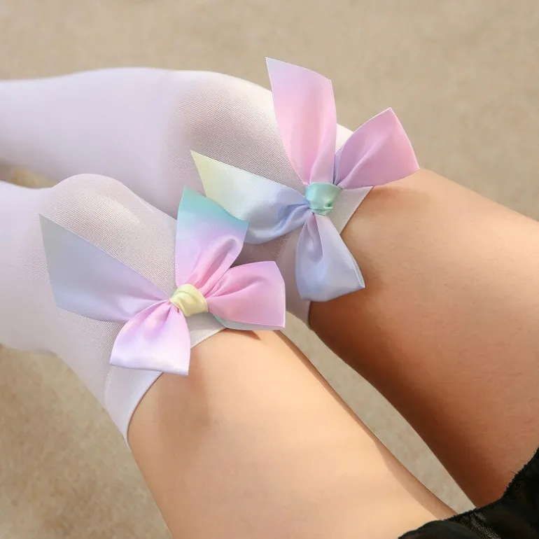 Rainbow Ribbon Thigh Highs