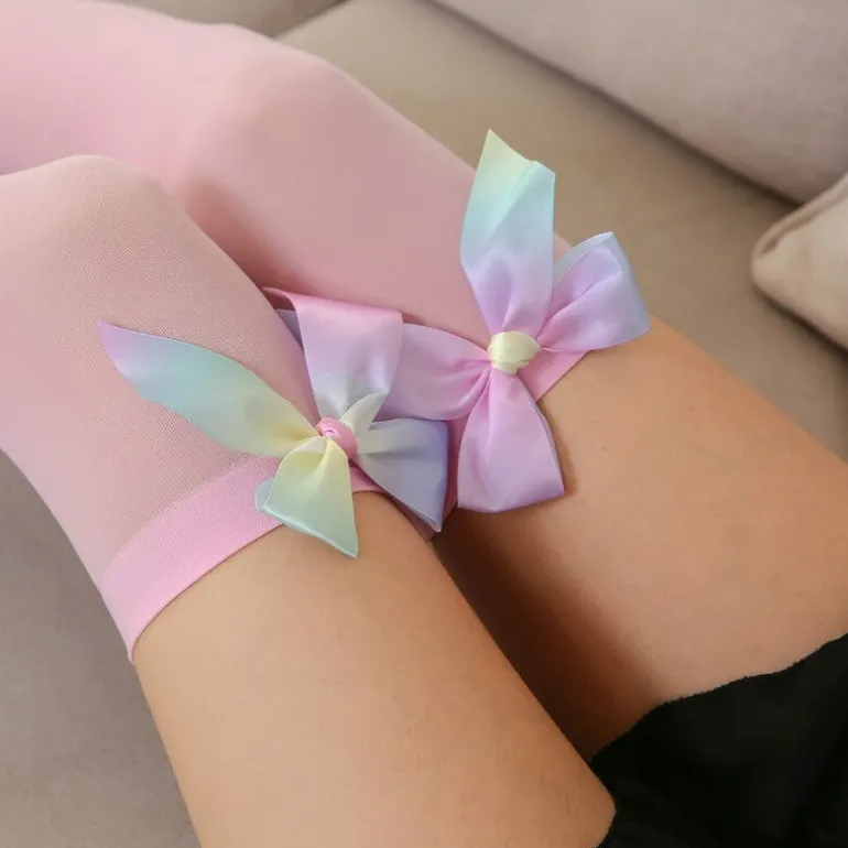Rainbow Ribbon Thigh Highs