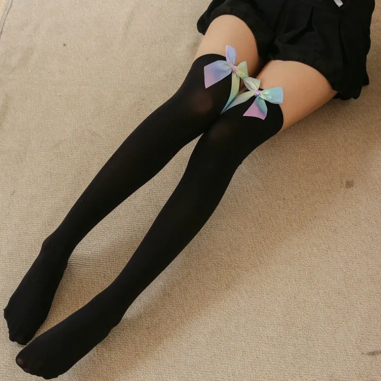 Rainbow Ribbon Thigh Highs
