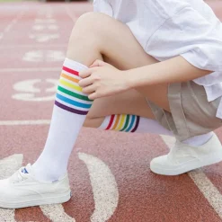 Rainbow Striped Pride Knee Socks