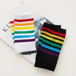 Rainbow Striped Pride Knee Socks