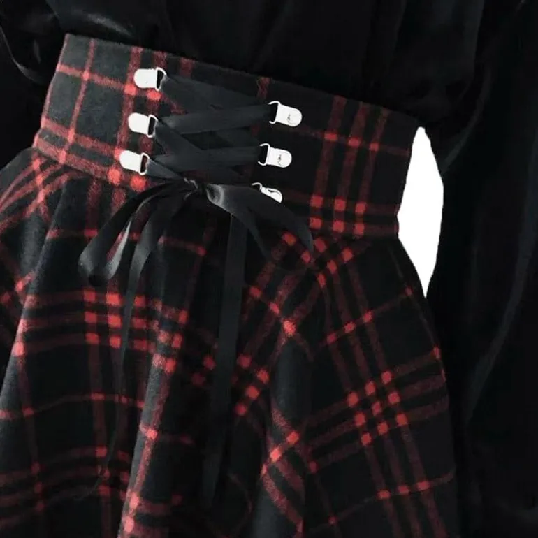 Red Plaid Skirt (Up to 4XL)