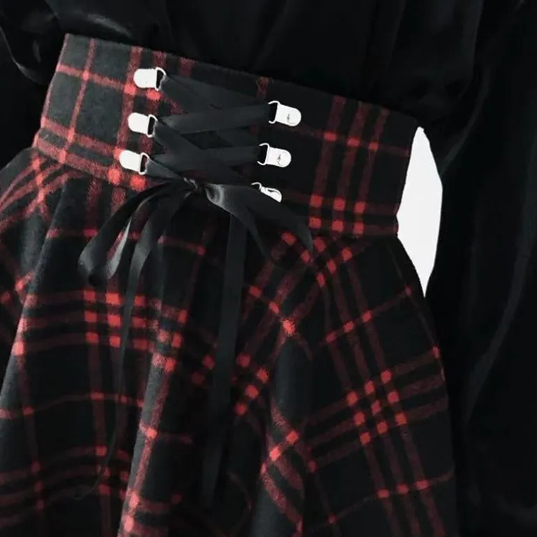 Red Plaid Skirt (Up to 4XL)