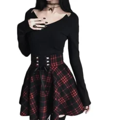 Red Plaid Skirt (Up to 4XL)