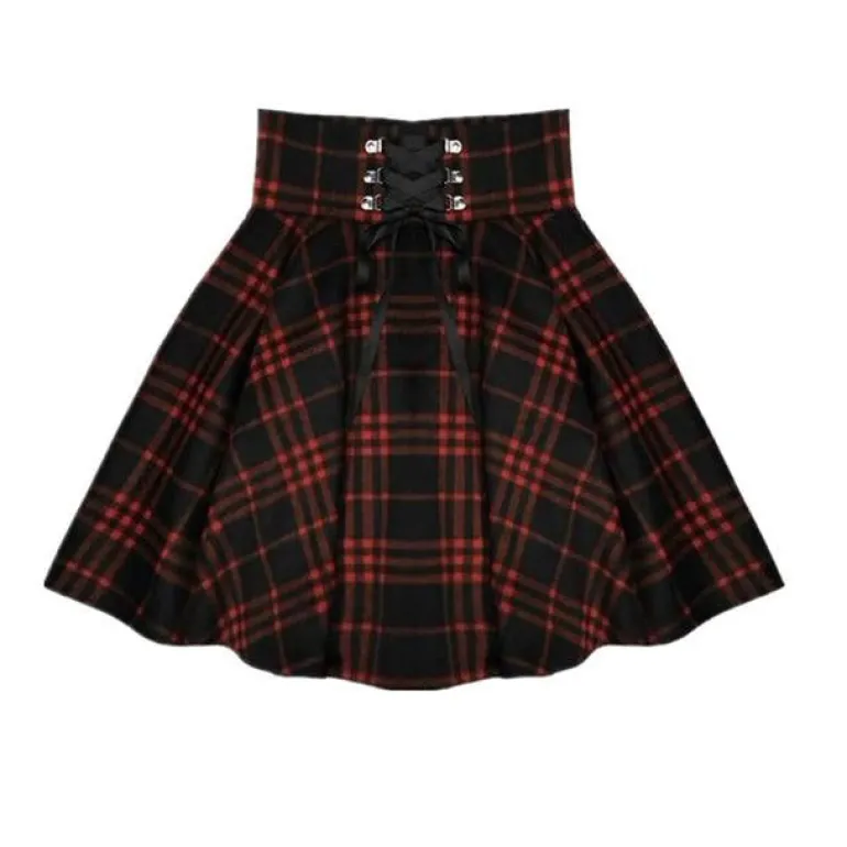 Red Plaid Skirt (Up to 4XL)