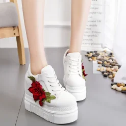 Red Rose Wedge Sneakers