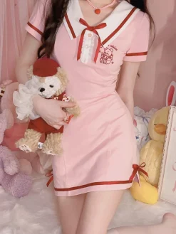 Red Trim Teddy Dress