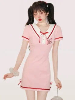 Red Trim Teddy Dress
