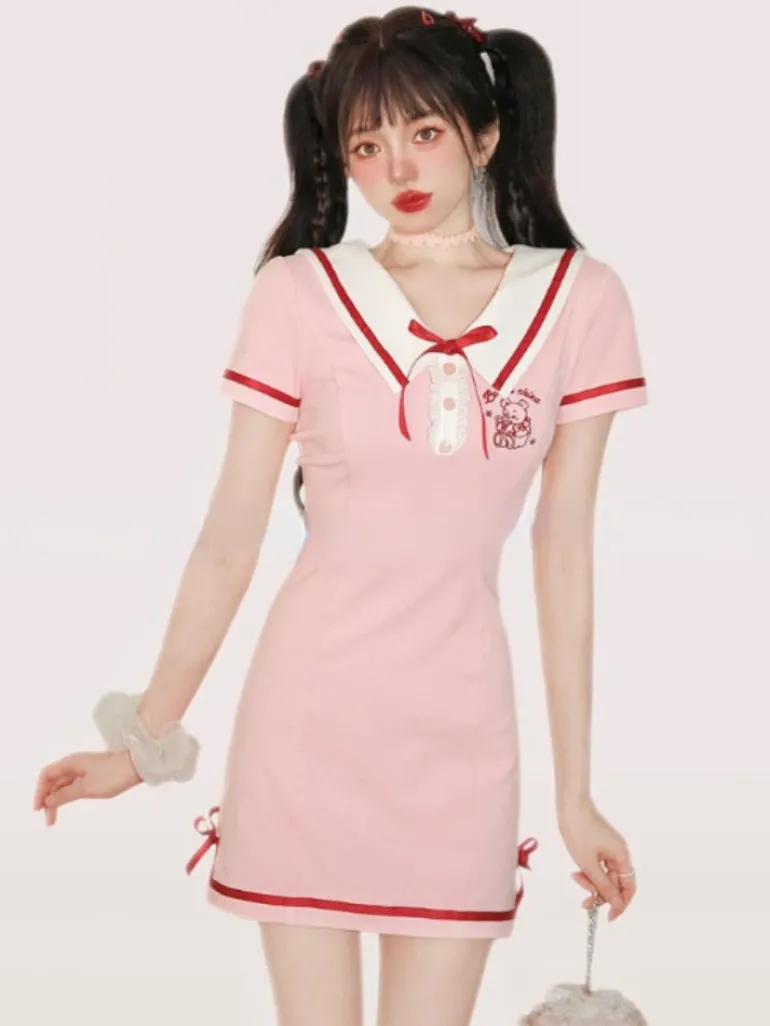 Red Trim Teddy Dress