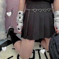 Rhinestone Heart Chain Belt
