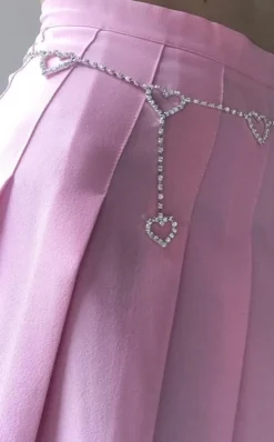 Rhinestone Heart Chain Belt