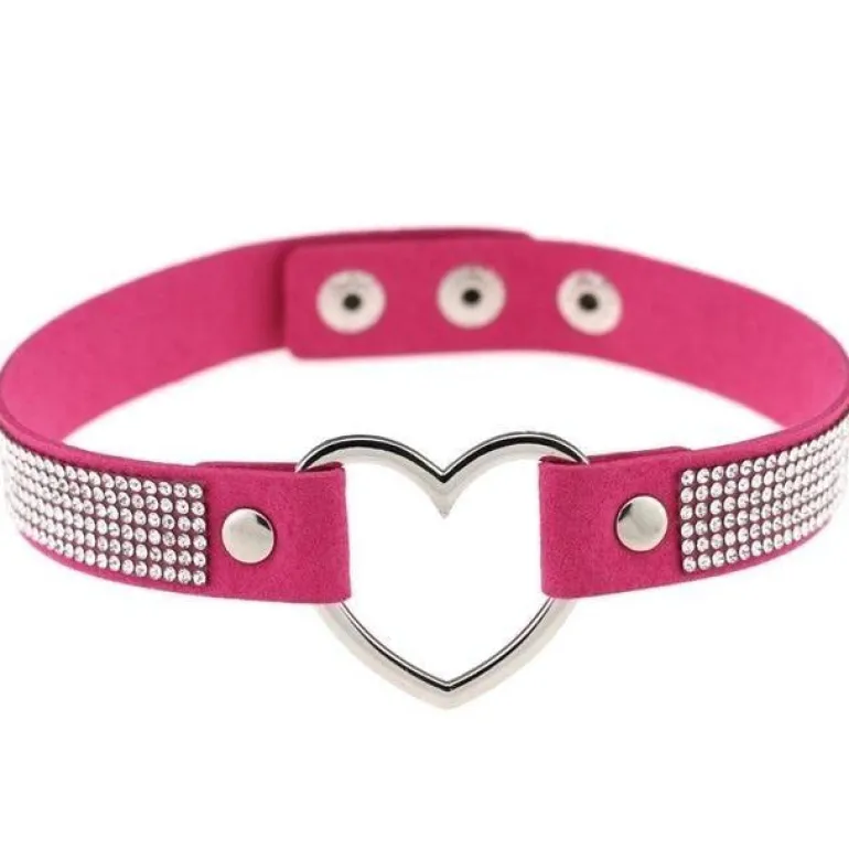 Rhinestone Heart Choker