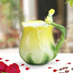 Rose Petal Ceramic Coffee Cup