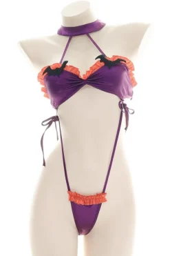 Ruffled Bat Halloween Monokini Set