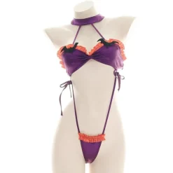 Ruffled Bat Halloween Monokini Set