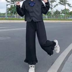 Ruffled Bell Bottom Pants