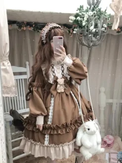 Ruffled Brown Academia Dress