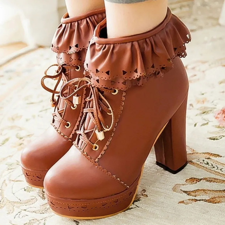 Ruffled Lace Booties