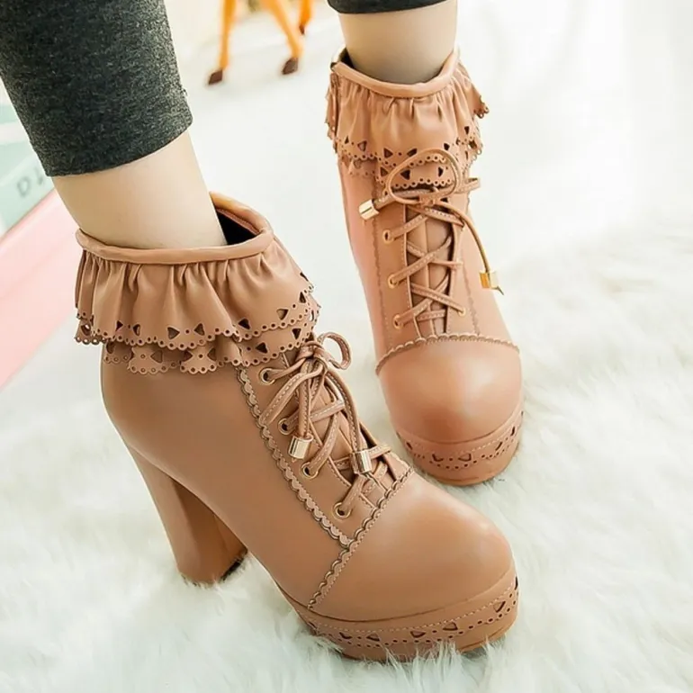 Ruffled Lace Booties