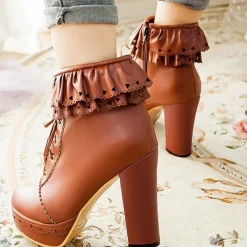Ruffled Lace Booties