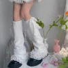 Ruffled White Lace Leg Warmers