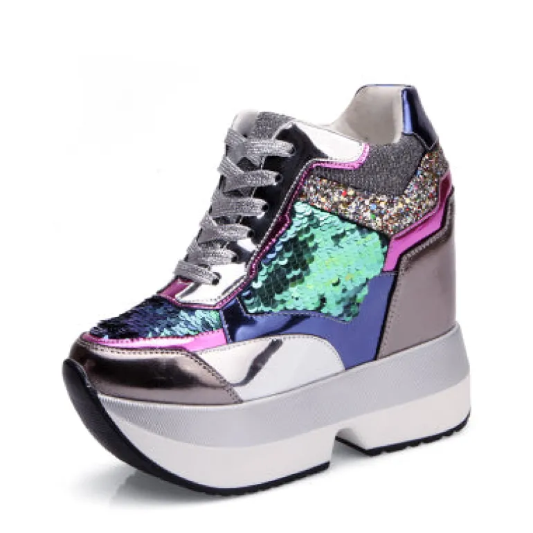 Sequin Platform Sneakers