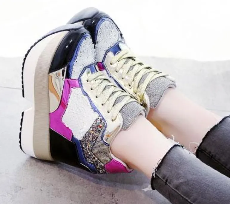 Sequin Platform Sneakers