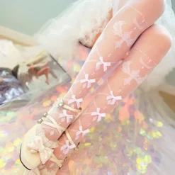 Sheer Ribbon Nylon Thigh Highs