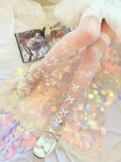 Sheer Ribbon Nylon Thigh Highs