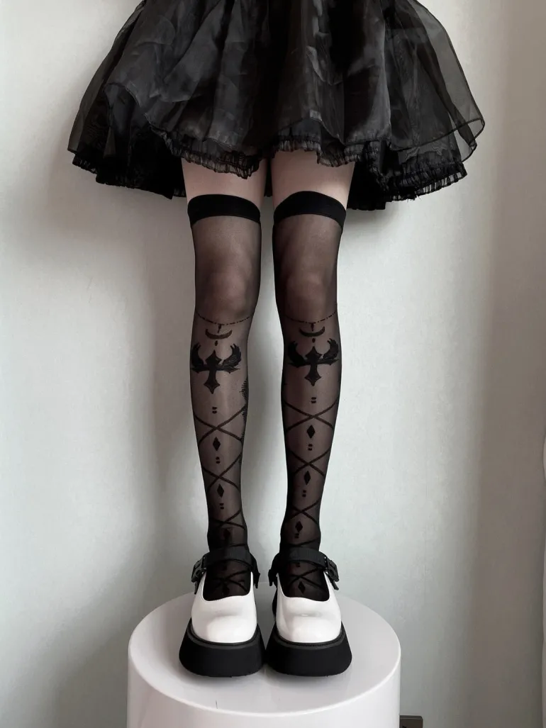 Sheer Ribbon Nylon Thigh Highs