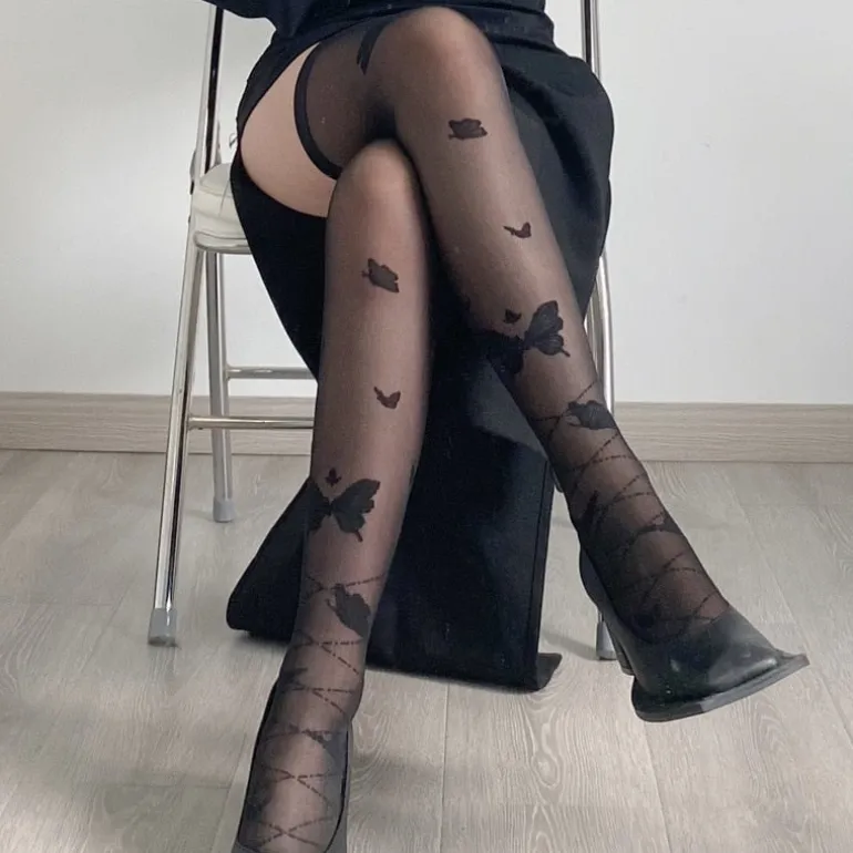 Sheer Ribbon Nylon Thigh Highs