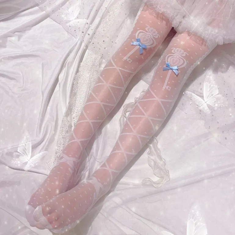 Sheer Ribbon Nylon Thigh Highs